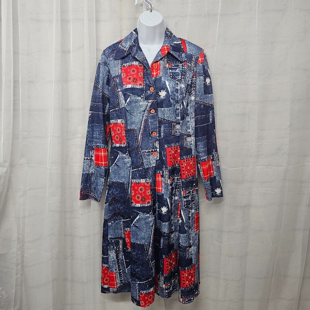 Unbranded Dress Midi Shirt Patchwork Bandana Western Boho L